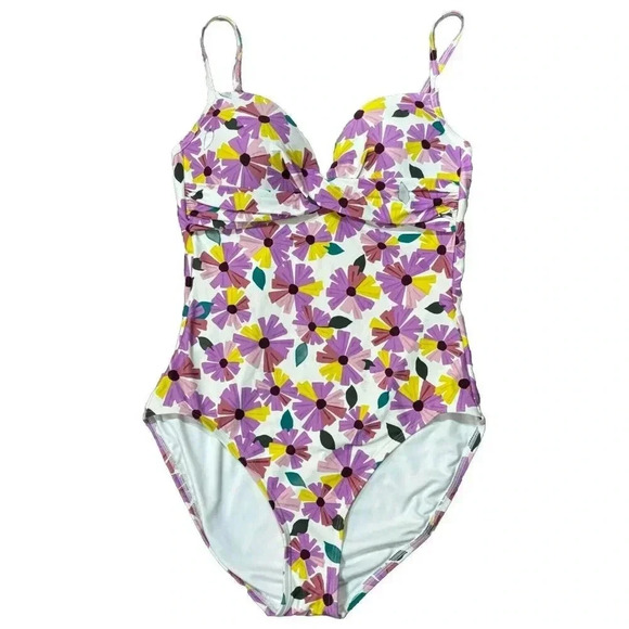 Kate Spade Swimsuit Women's Size Large One-Piece Swimwear Purple Daisy - Picture 1 of 3